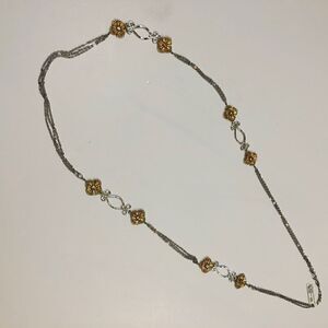 Jill Jacobson 2-tone Crystal filigree 47" necklace $84 nwt